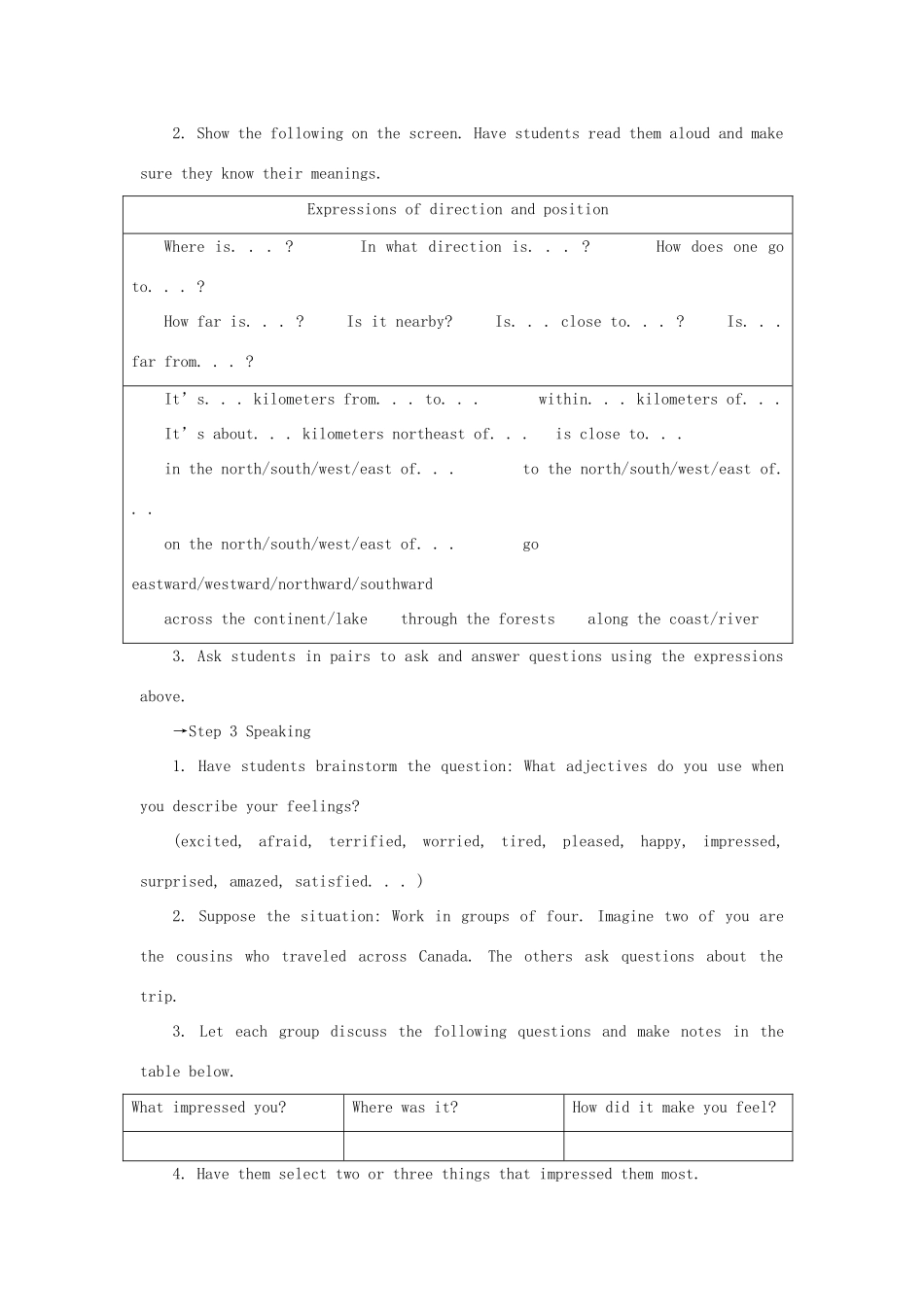 高中英语 Unit 5 Canada—“The True North”Period 6 Using language Speaking and writing) 优秀教案 新人教版必修3_第3页