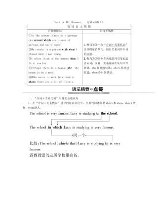 高中英语 Unit 2 Growing pains Section Ⅲ Grammar——定语从句（Ⅱ）教案（含解析）牛津译林版必修1-牛津版高一必修1英语教案