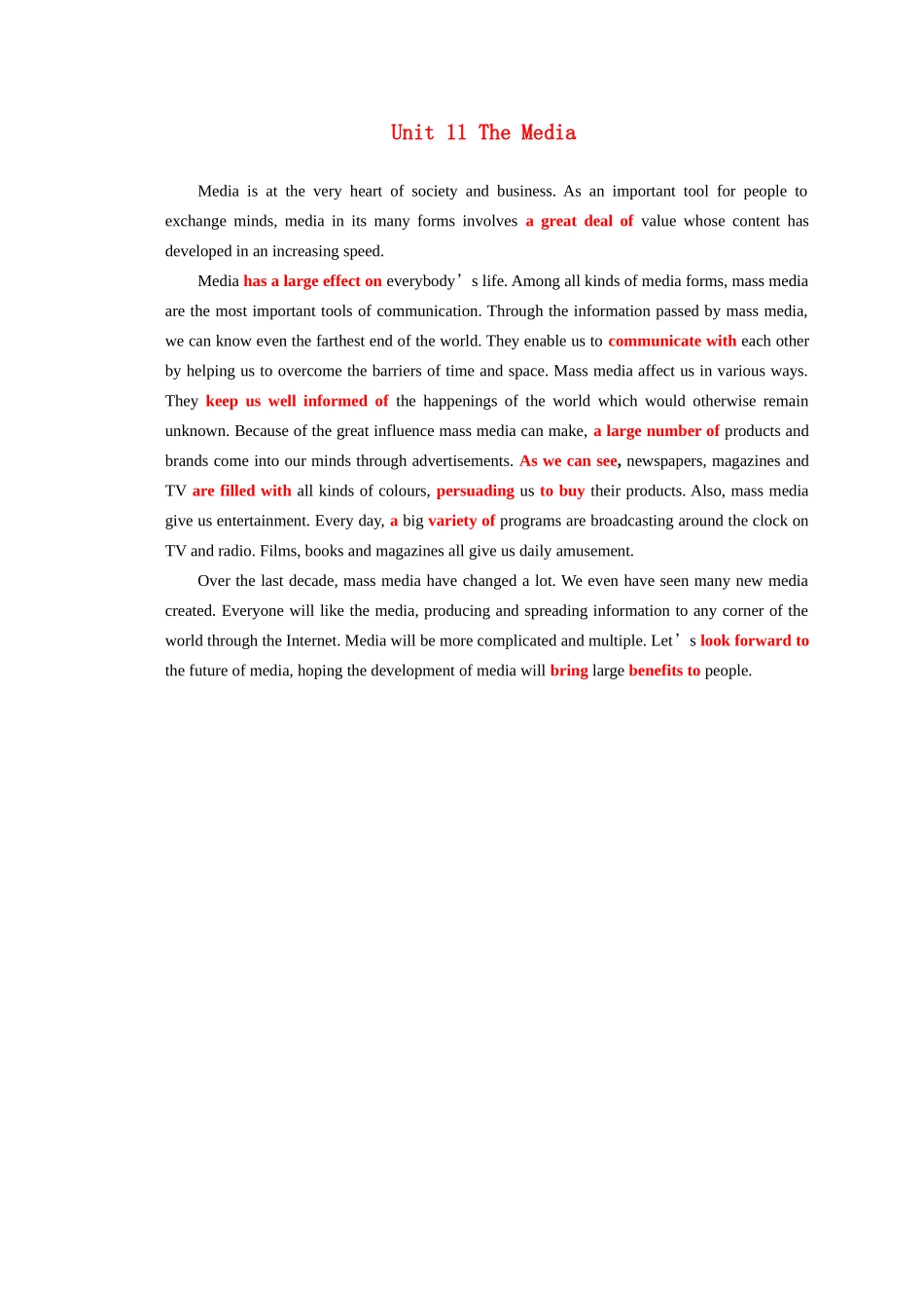 高中英语 Unit 11 The Media Section Ⅰ Warm-up  Lesson 1—Pre-reading教案（含解析）北师大版必修4-北师大版高一必修4英语教案_第1页