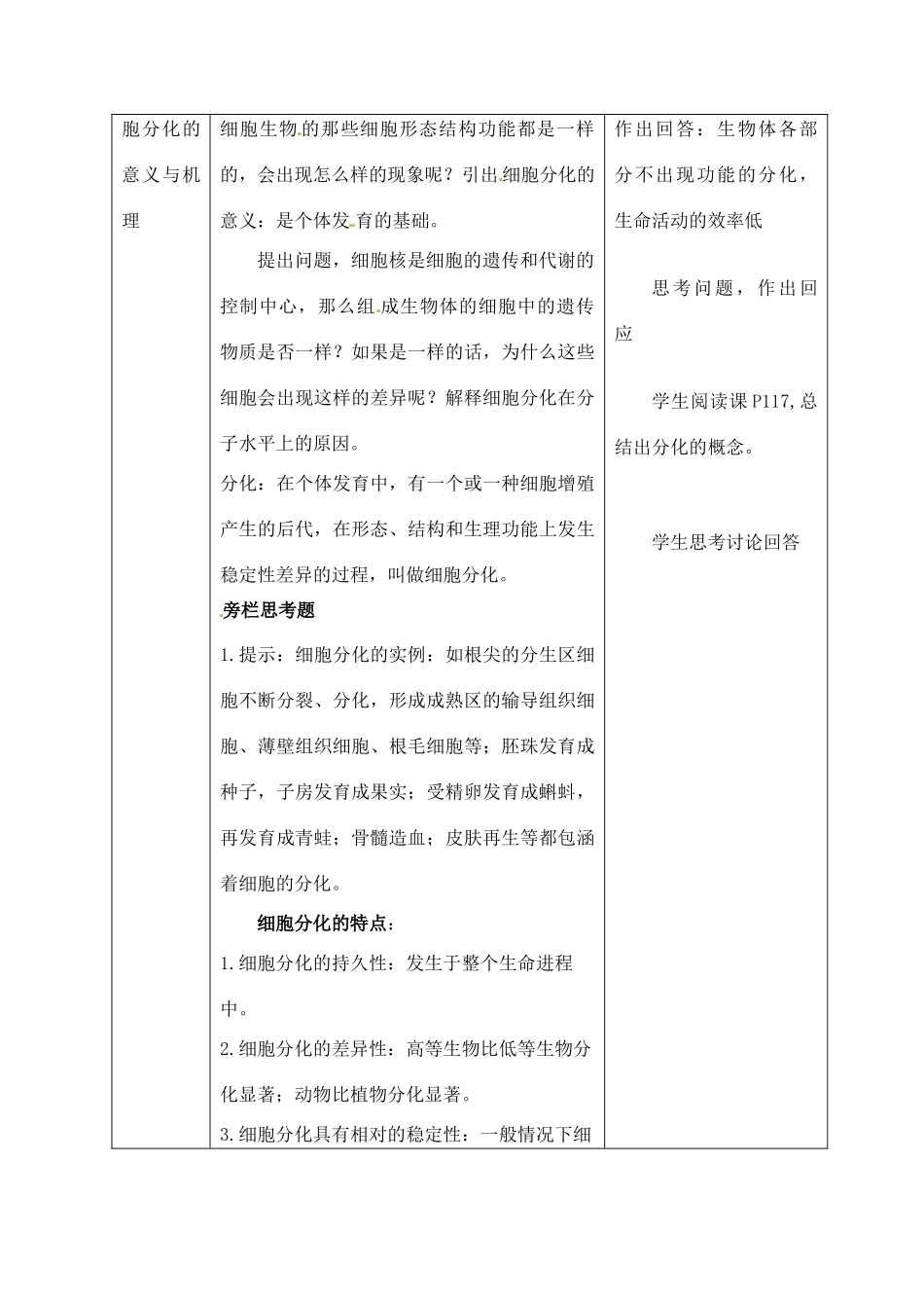 高中生物 6.2细胞的分化2教案 新人教版必修1_第2页