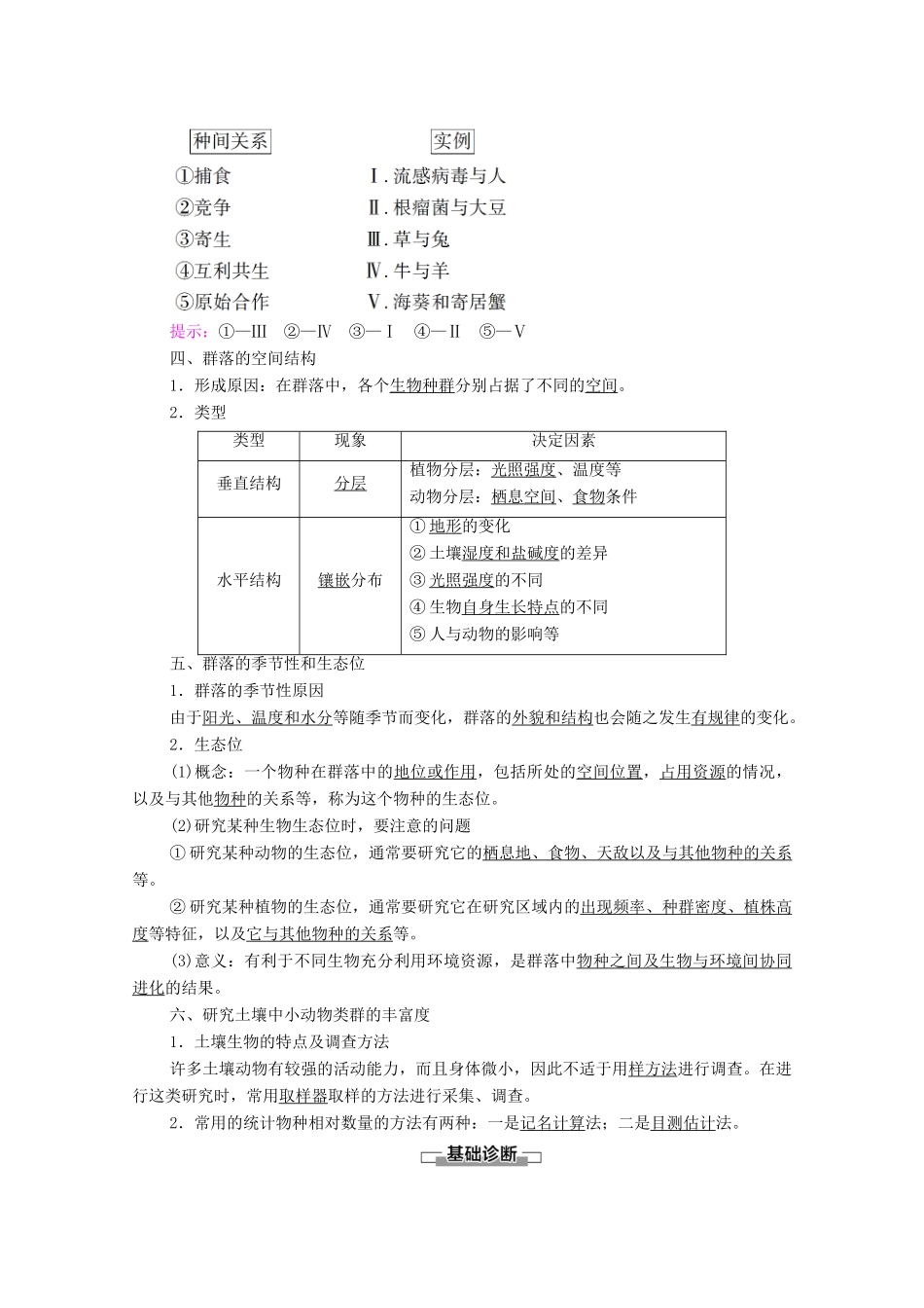 高中生物 第2章 群落及其演替 第1节 群落的结构教案 新人教版选择性必修第二册-新人教版高中选择性必修第二册生物教案_第2页