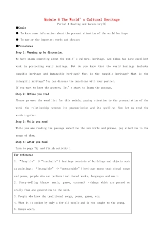 高中英语 Module 6 The World’s Cultural Heritage-(Period 4-5)练习 外研版选修7