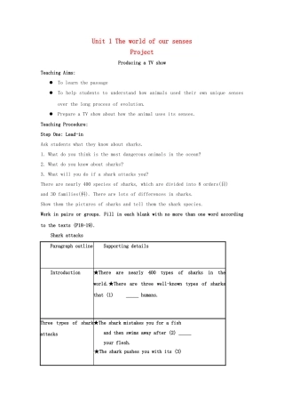 高中英语 Unit 1 The world of our senses Project教案 牛津译林版必修3-牛津版高一必修3英语教案