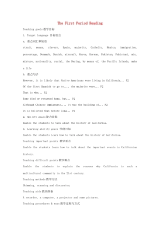 高中英语 Unit1第1课时 The First Period Reading教案 新人教版选修8
