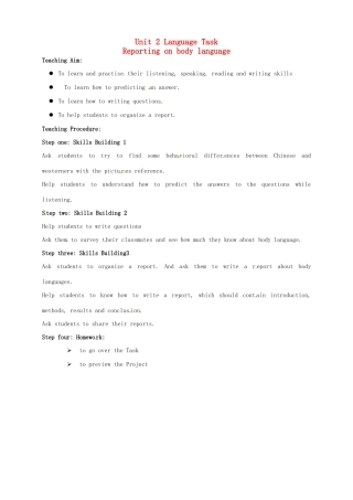 高中英语 Unit2 Grammar and usageTask教案 牛津译林版必修3-牛津版高一必修3英语教案