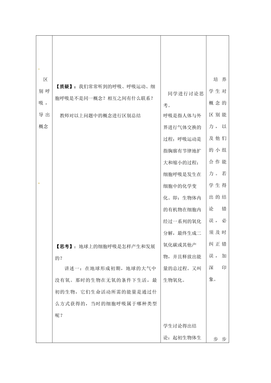 高中生物《细胞呼吸》教案设计 浙科版必修1_第3页