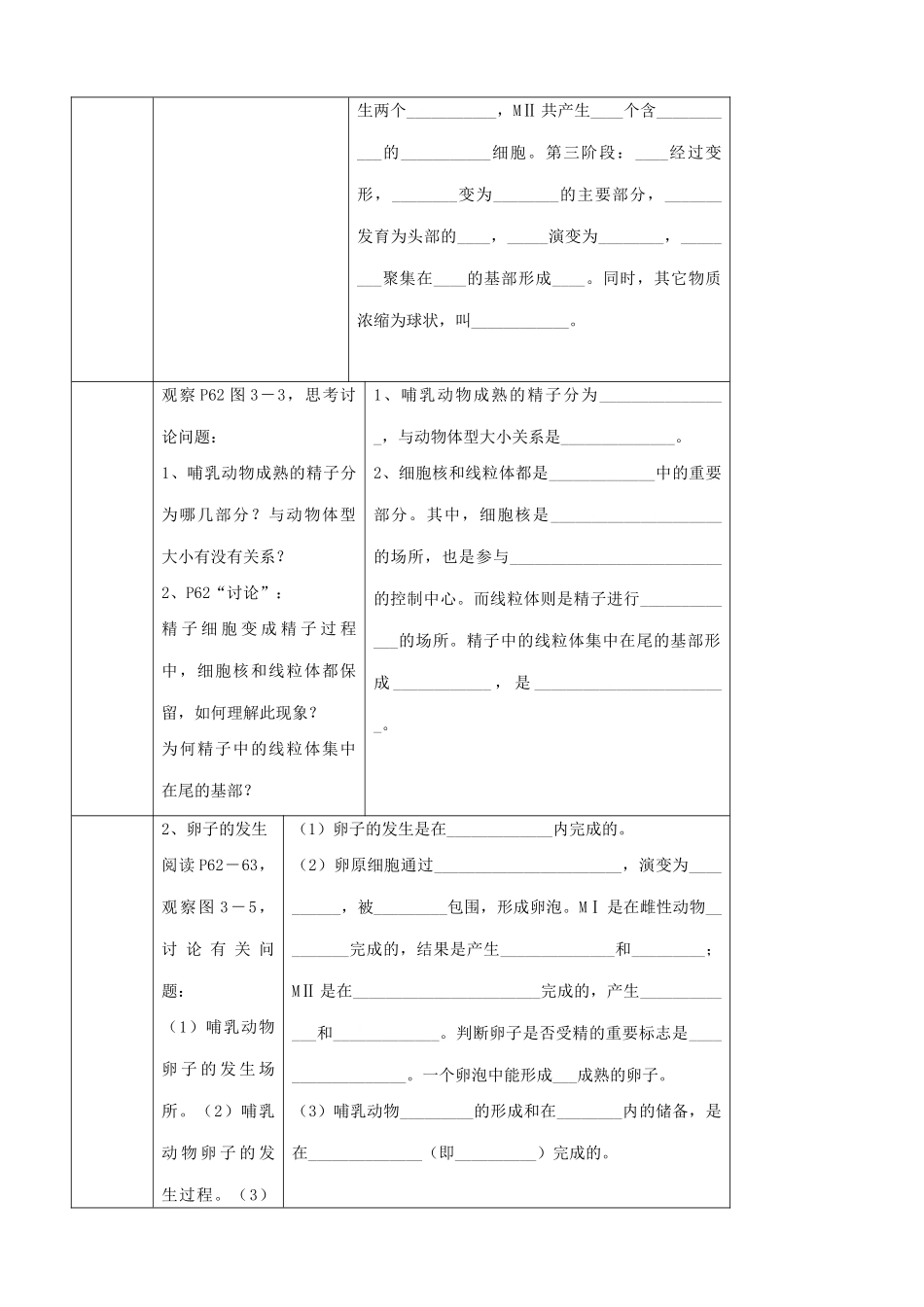 高中生物体内受精和早期胚胎发育教案 新课标 人教版 选修3_第2页