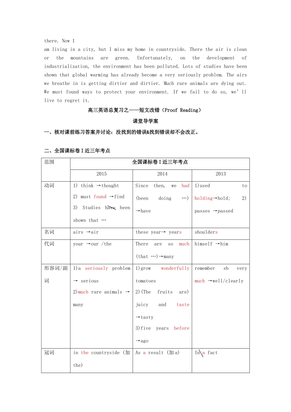 高考英语总复习 短文改错教案-人教版高三全册英语教案_第2页