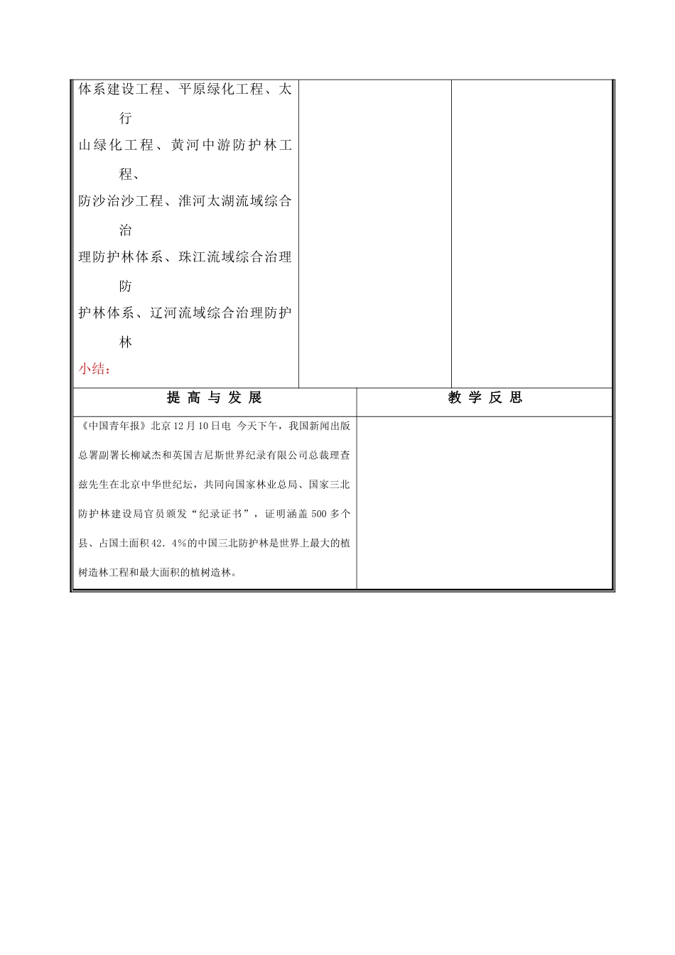 七年级生物上册 第七章 第三节我国的绿色生态工程(一)教案 北师大版_第2页