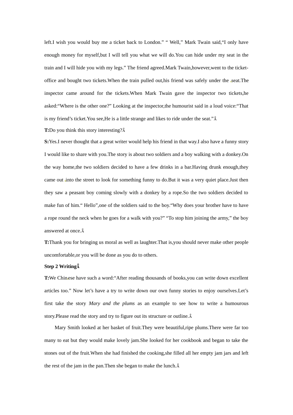 高中英语 Period 5　Speaking and Writing（Unit 3 A taste of English humour）优秀教案 新人教版必修4_第3页