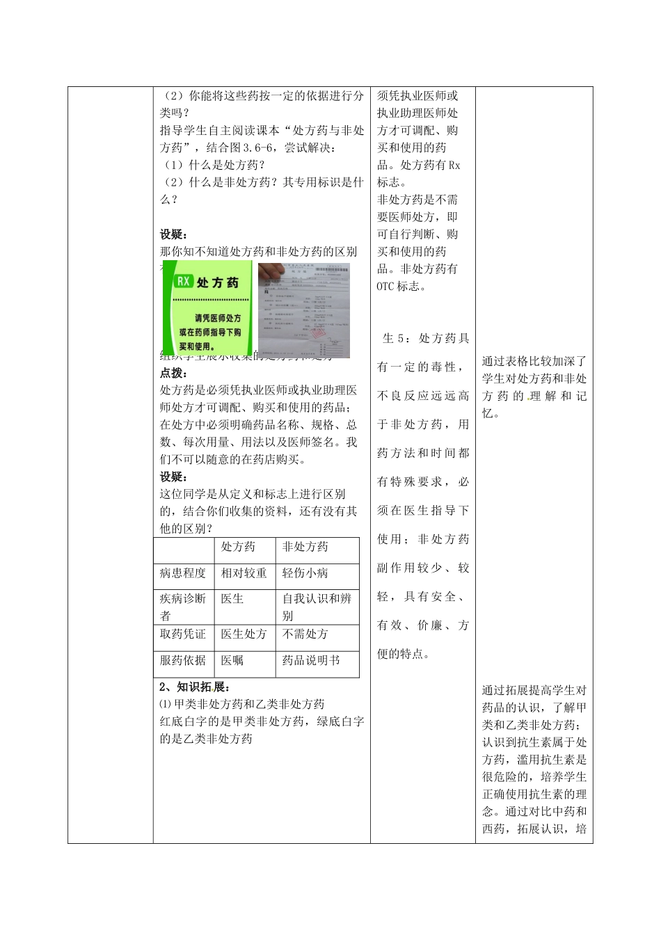 七年级生物下册 第三单元 第六章 第三节 安全用药说课 （新版）济南版-（新版）济南版初中七年级下册生物教案_第3页