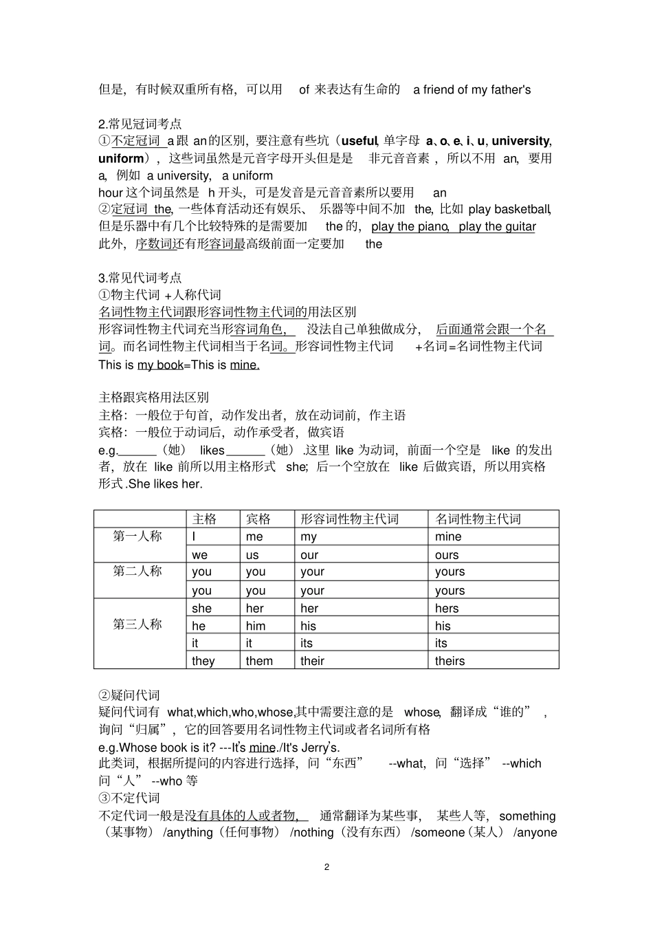 小升初英语常见考点_第2页