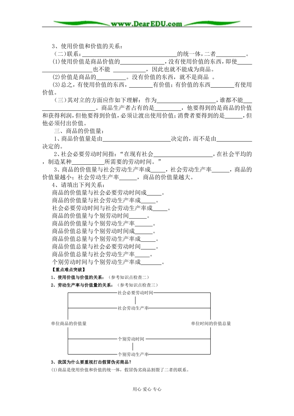 高一政治上册商品、货币、价值规律-旧人教版本高一上册政治教案_第2页