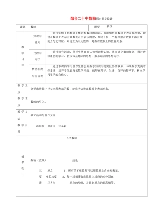 山东省烟台20中七年级数学 《数轴》教案
