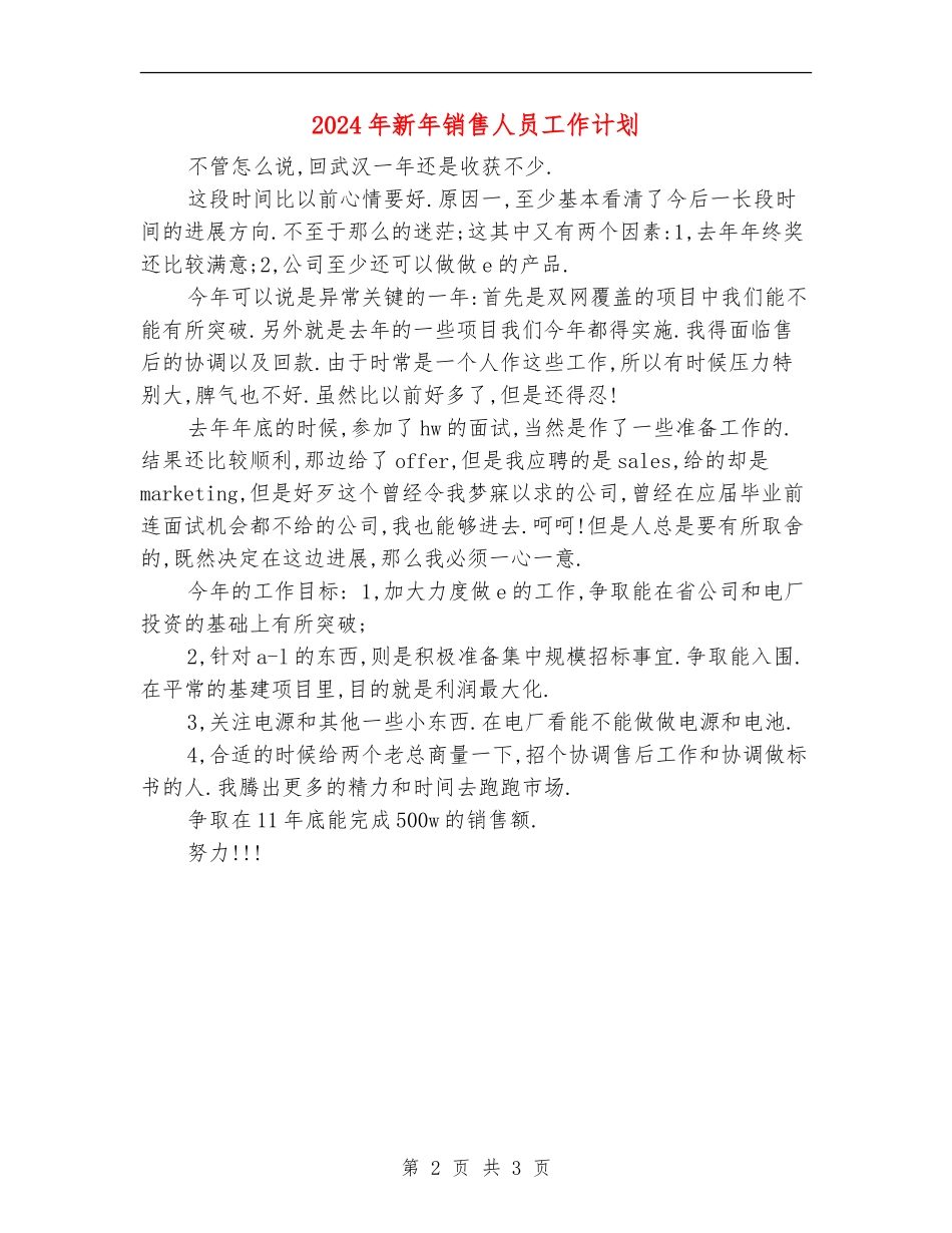 2024年新年销售人员工作计划_第2页