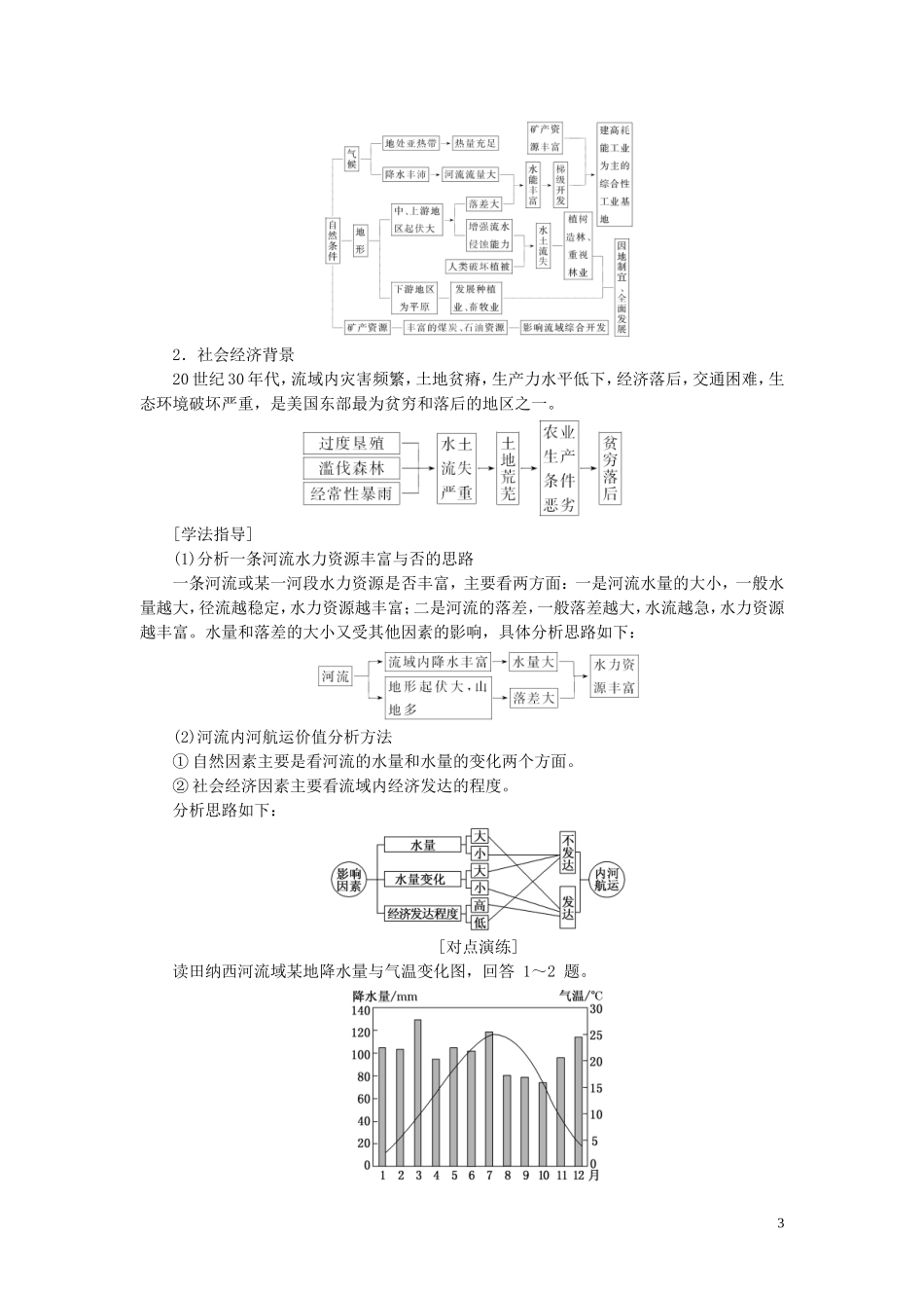 高中地理 第二章 区域可持续发展 第三节 流域综合治理与开发——以田纳西河流域为例教案（含解析）湘教版必修3-湘教版高二必修3地理教案_第3页
