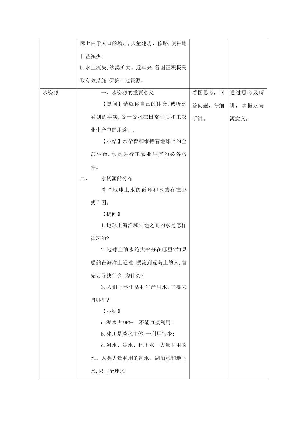 高中地理下学期第4周教学设计（世界的自然资源）-人教版高中全册地理教案_第3页