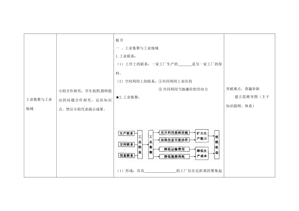高中地理下学期 4.2 工业地域的形成教学设计-人教版高中全册地理教案_第2页
