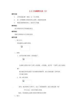 七年级数学下册 2.2.2加减消元法（2）教案1 湘教版