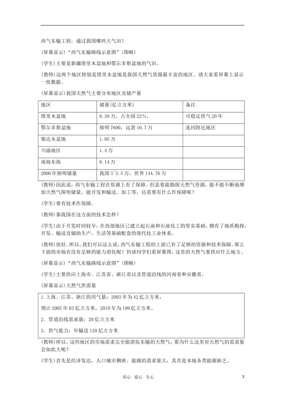 高中地理 11.2《实现双赢的能源战略—西气东输工程》教案 旧人教版选修2_第3页