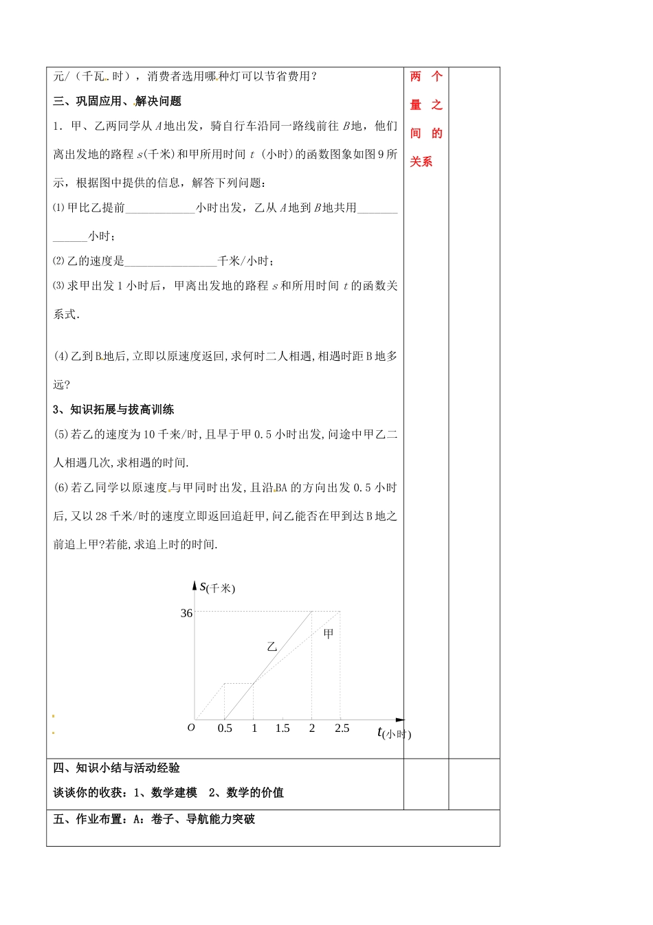 辽宁省大连市第七十六中学八年级数学上册 第十四章 一次函数的应用教案（1） 新人教版_第2页