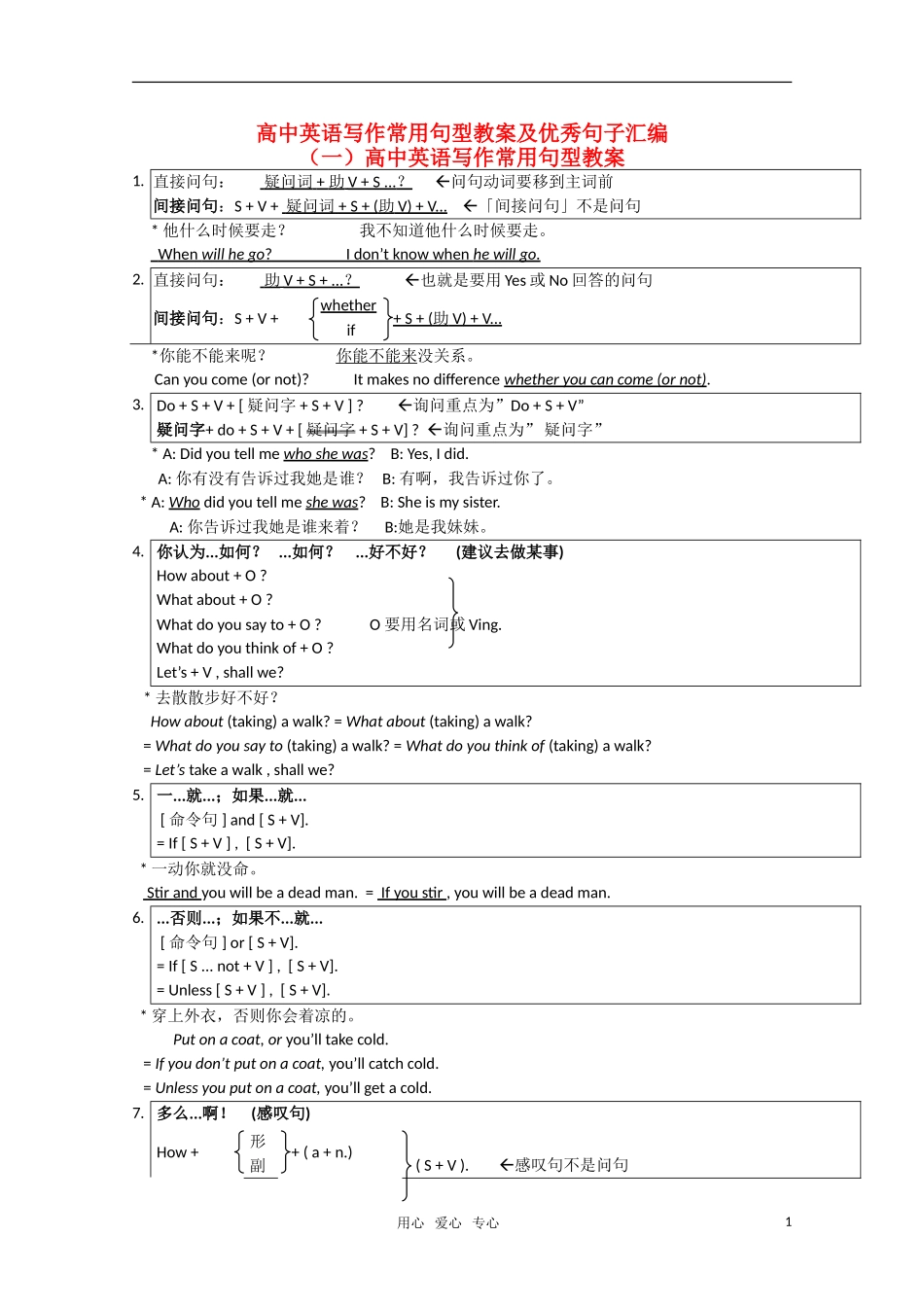 高三英语写作常用句型教案及优秀句子汇编_第1页