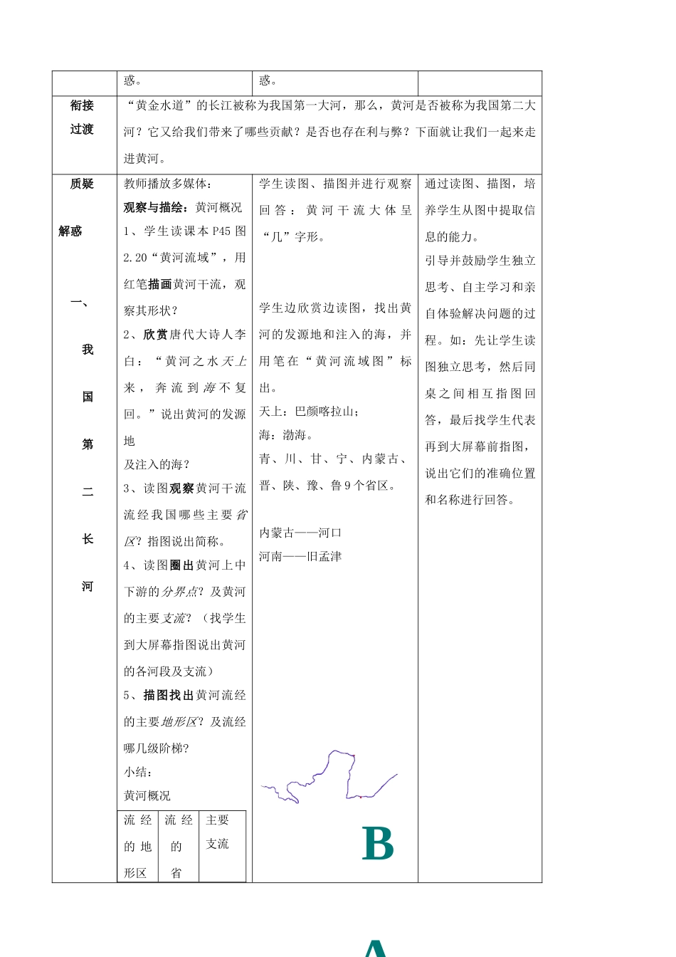 山东省枣庄市峄城区吴林街道中学八年级地理上册《2.6 黄河（第一课时）》教案  新人教版_第2页