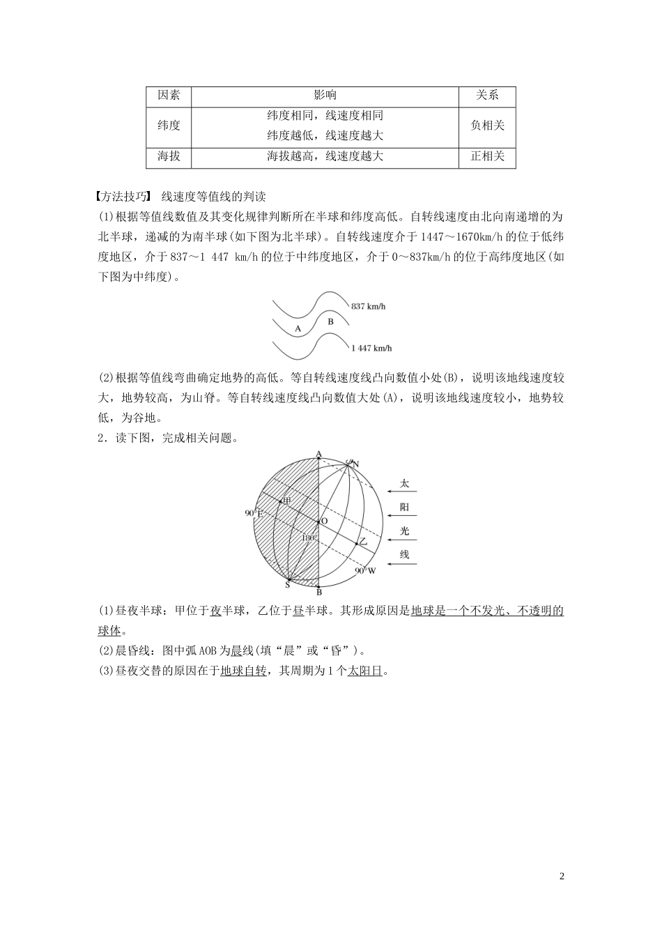 （江苏专用）高考地理大一轮复习 第二章 行星地球 第4讲 地球的自转及其地理意义教案（含解析）新人教版必修1-新人教版高三必修1地理教案_第2页