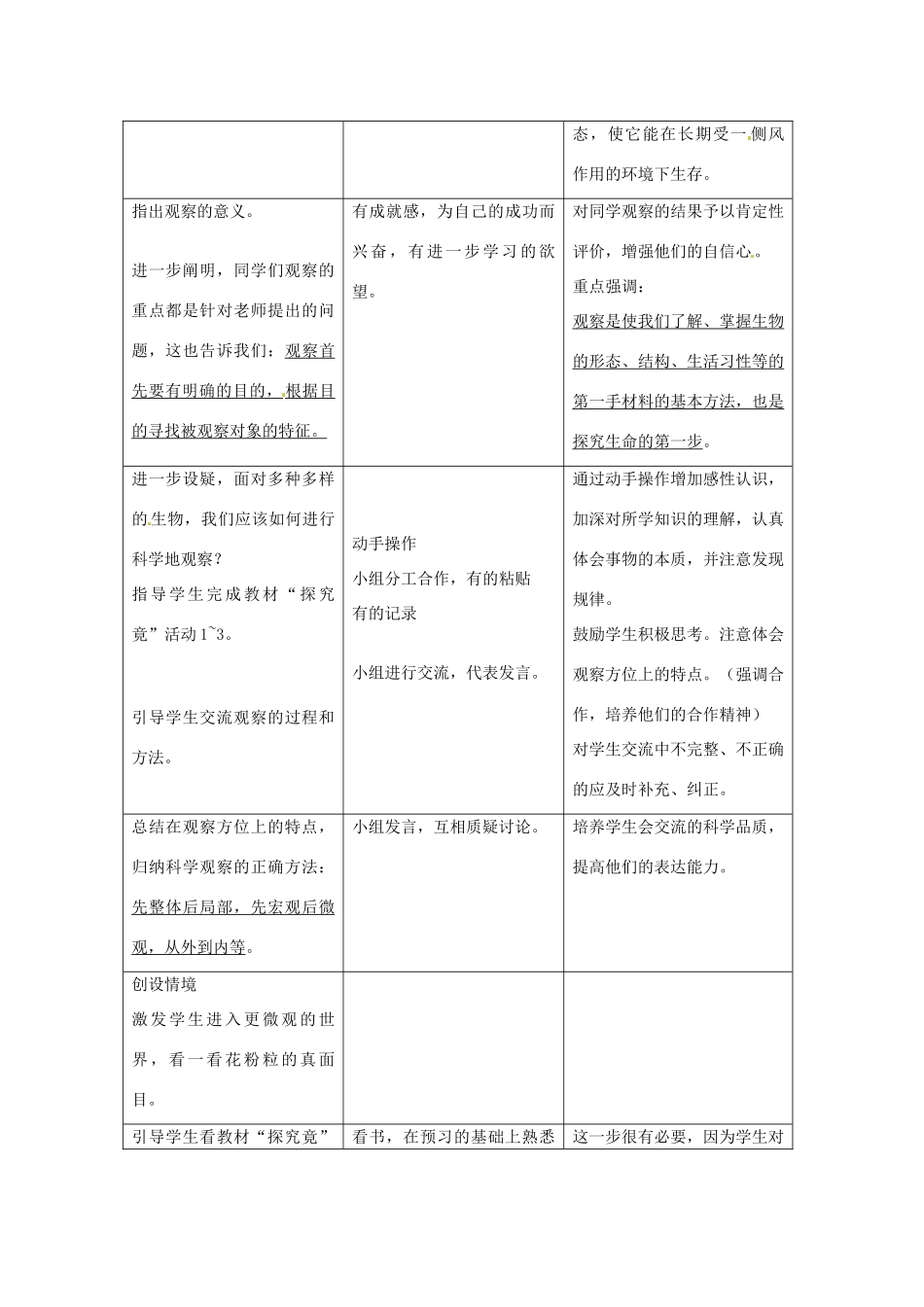 七年级生物上册 第一章 第二节 学会观察教案 冀教版_第3页