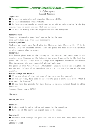 北师大版高中英语必修2U4 Cyberspace--Lesson 2 Websites