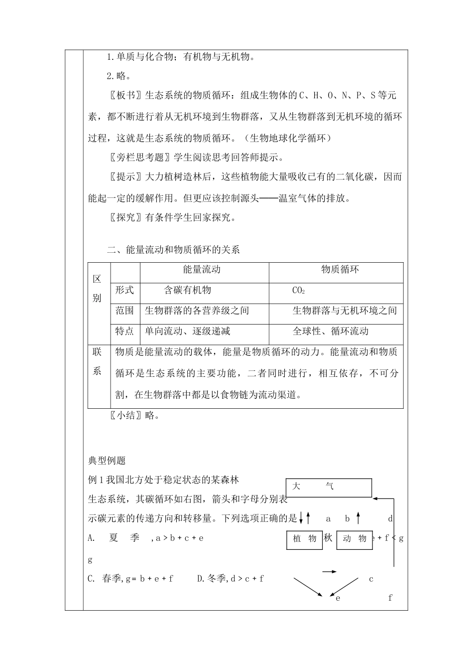 高中生物生态系统的物质循环教案 新课标 人教版 必修3_第2页