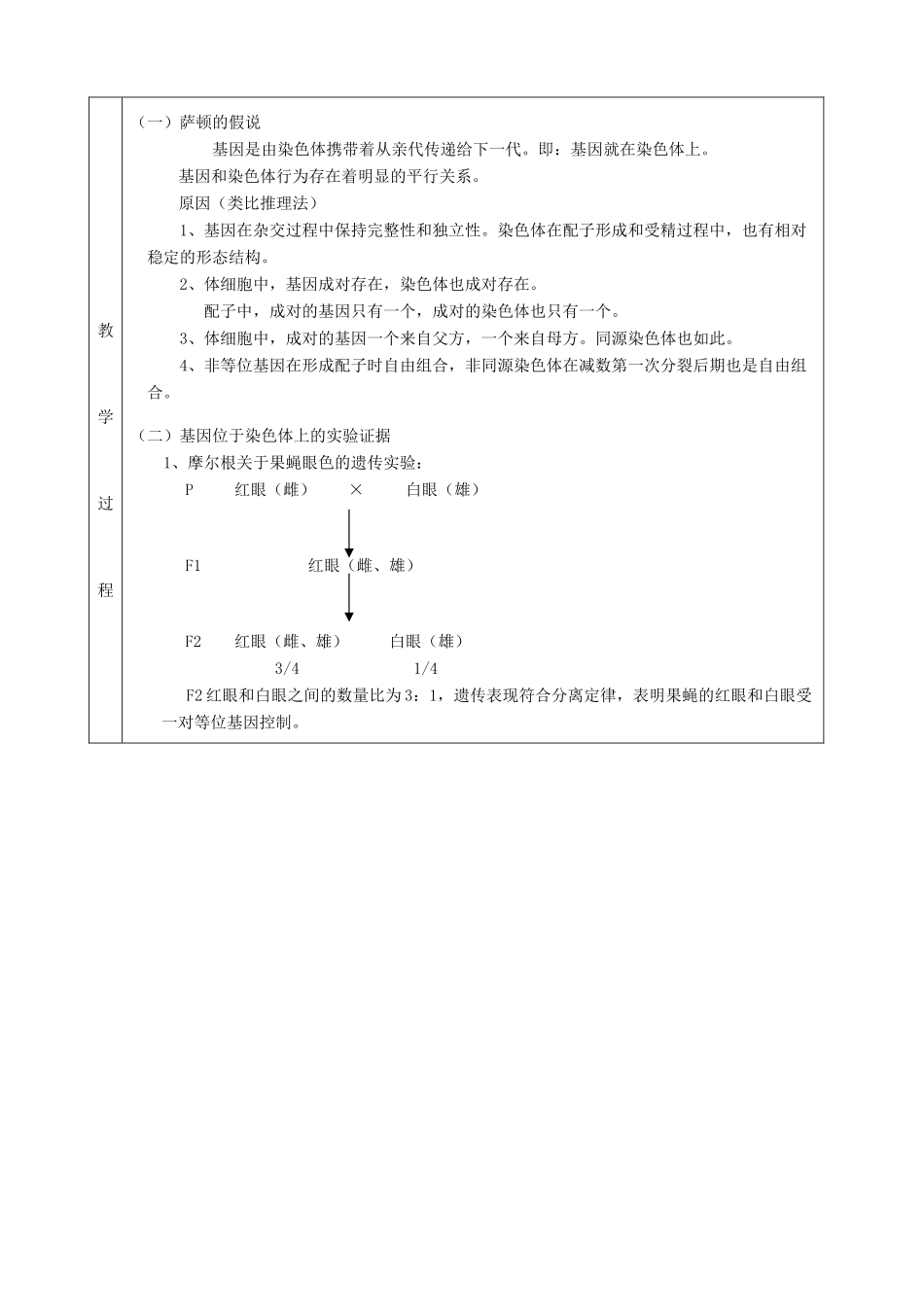 高中生物基因在染色体上教案1新课标 人教版 必修2_第2页