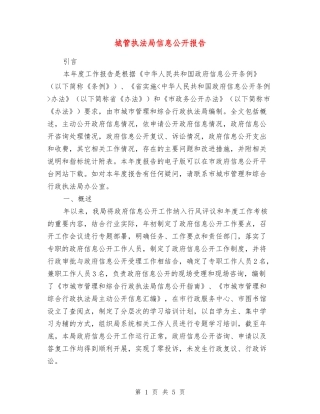 城管执法局信息公开报告