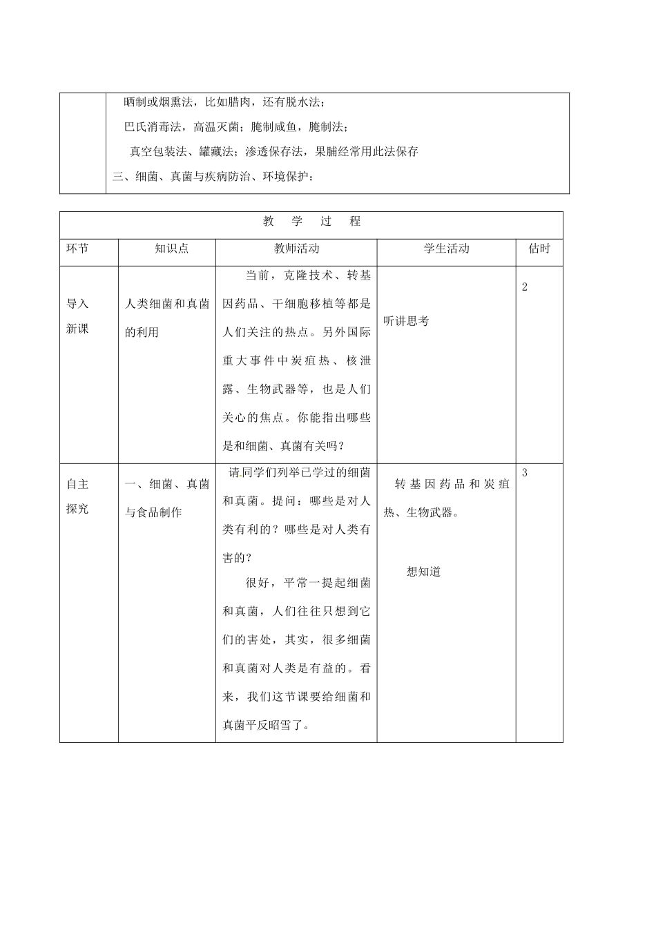 山东省临沭县第三初级中学八年级生物上册《人类对细菌和真菌的利用》教案 人教新课标版_第2页