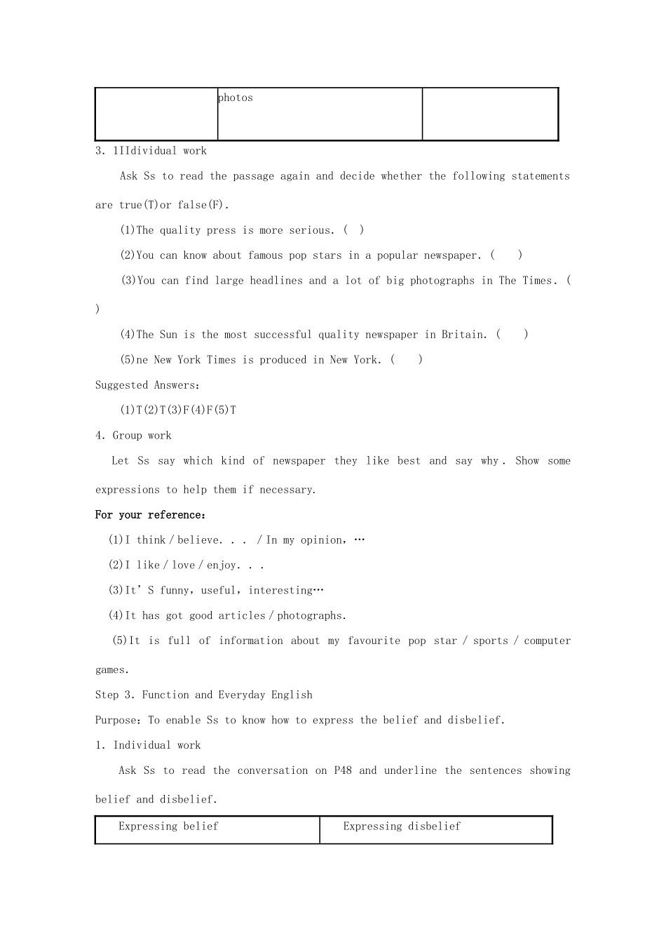 高中英语 Module 5 Newspapers and Magazines Period 1 Introduction，Cultural Corner，Function and Everyday English教案 外研版必修2-外研版高一必修2英语教案_第3页