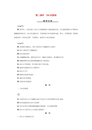 高中生物第二节DNA的结构和DNA的复制第2课示范教案 苏教版