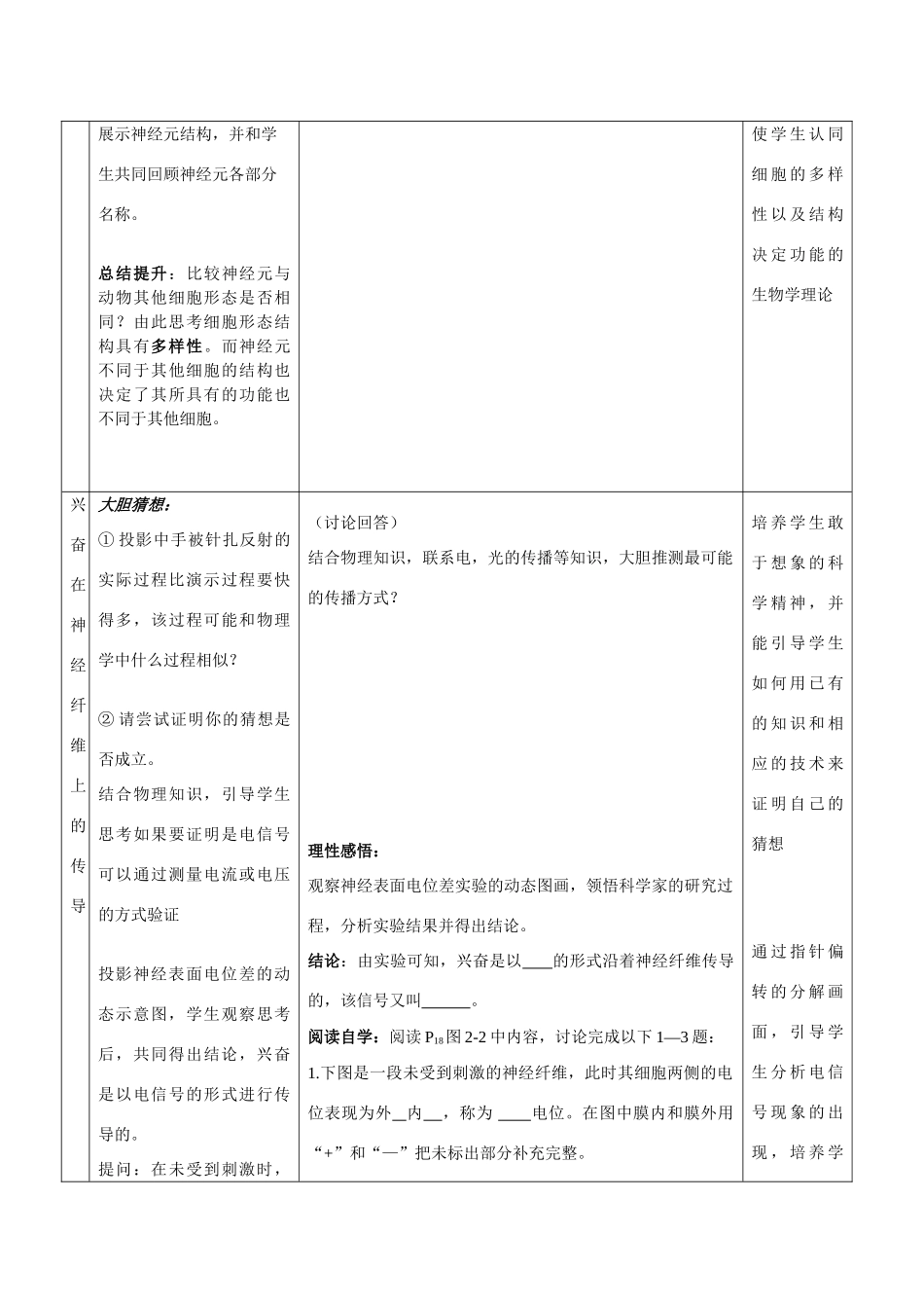 高中生物《通过神经系统的调节》教案12 新人教版必修3_第3页
