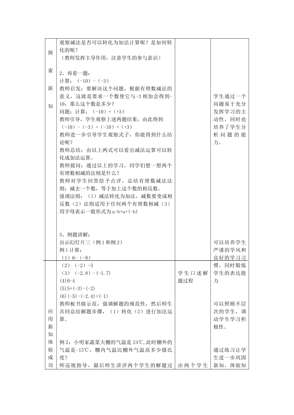 七年级数学上册 理数的减法教案人教版_第2页