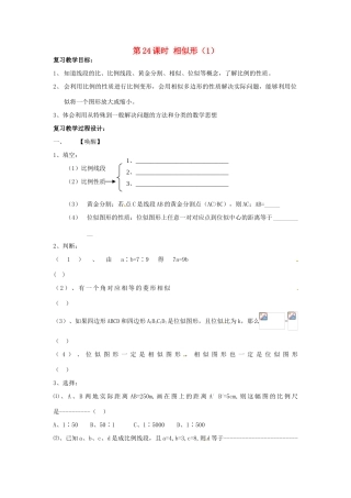 山东省日照市东港实验学校九年级数学总复习 第23课时 相似形（1）教案 新人教版
