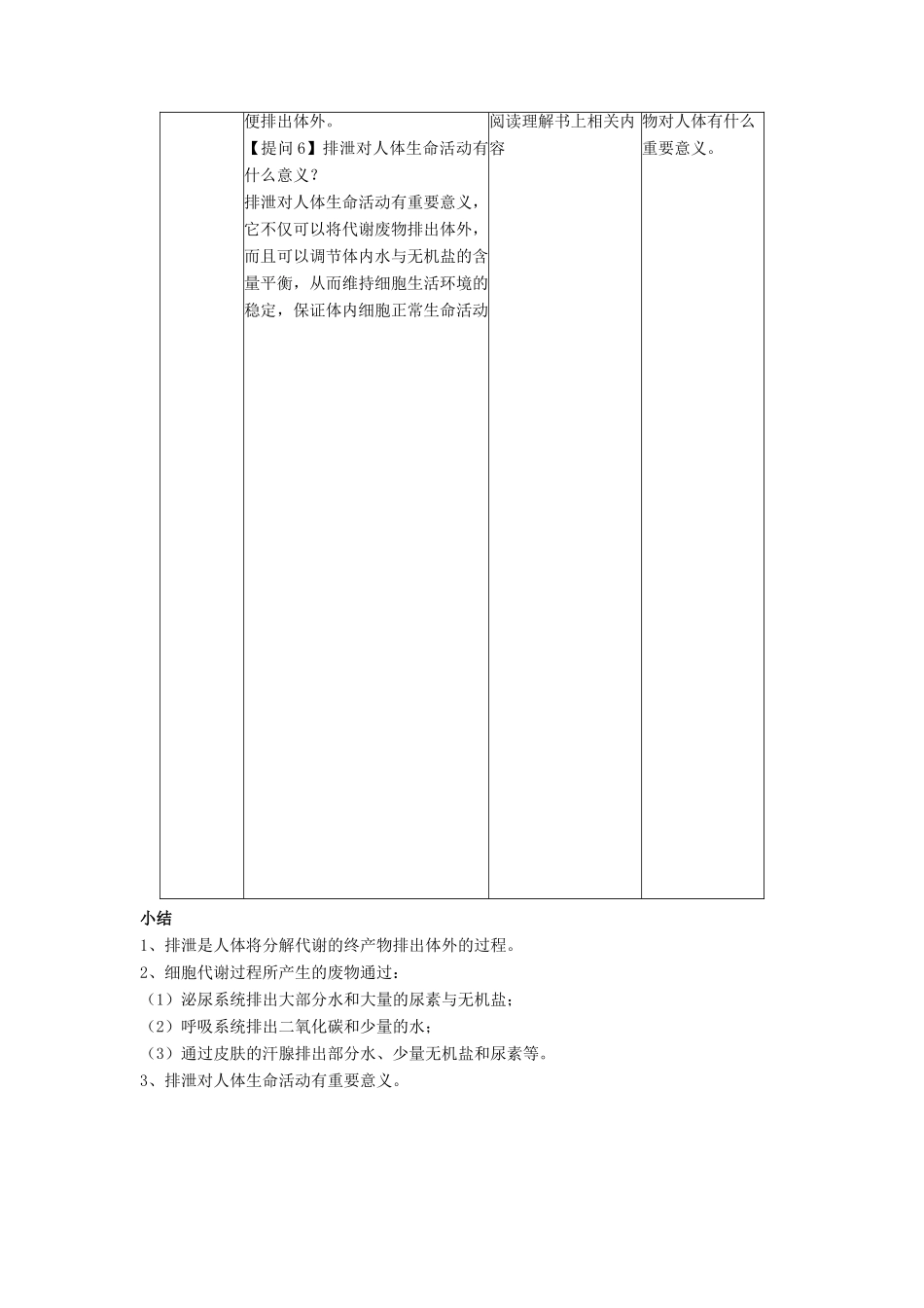 七年级生物下册 第11章 第一节 人体产生的代谢废物教案4 北师大版_第3页