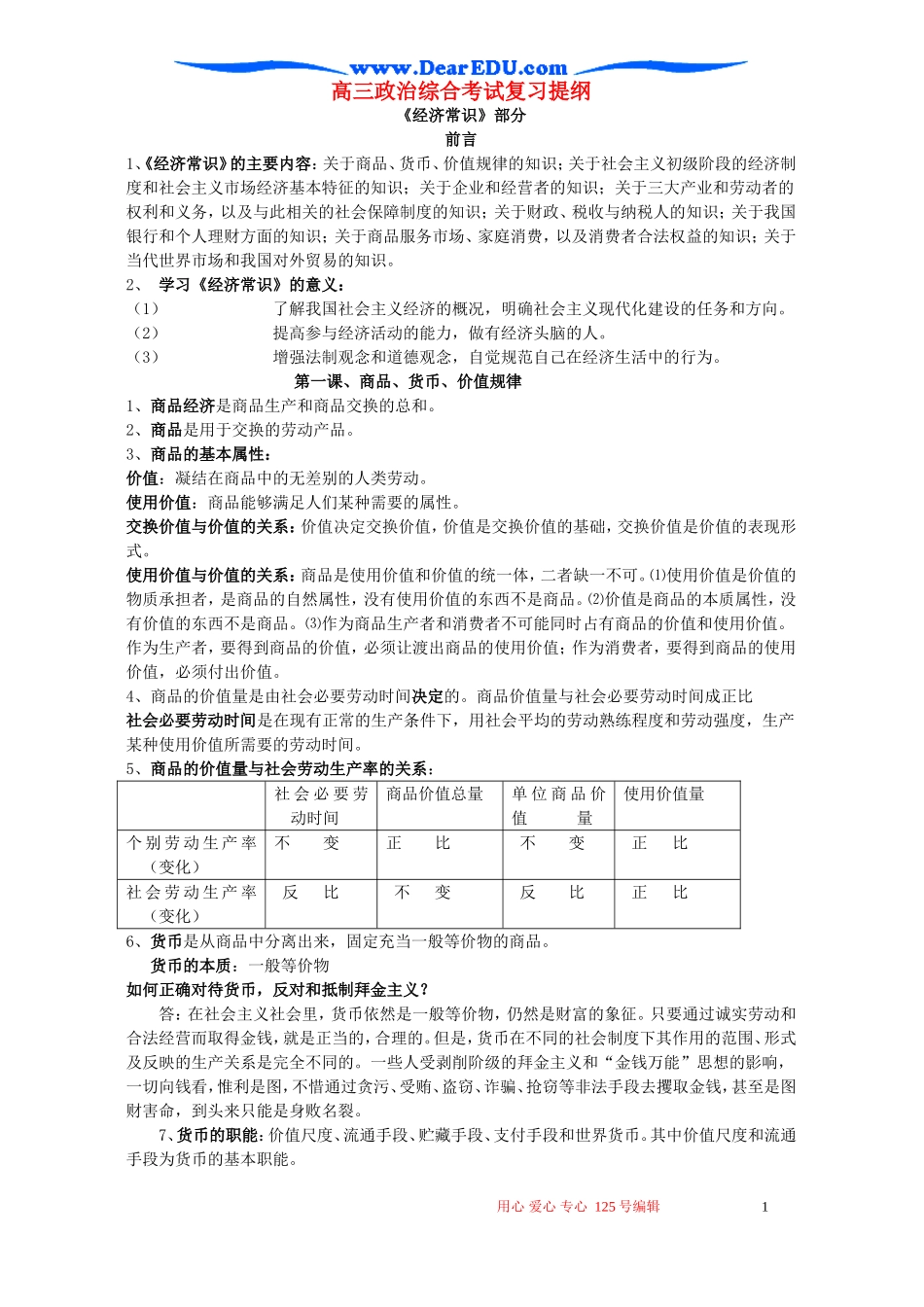 高三政治综合考试复习提纲_第1页