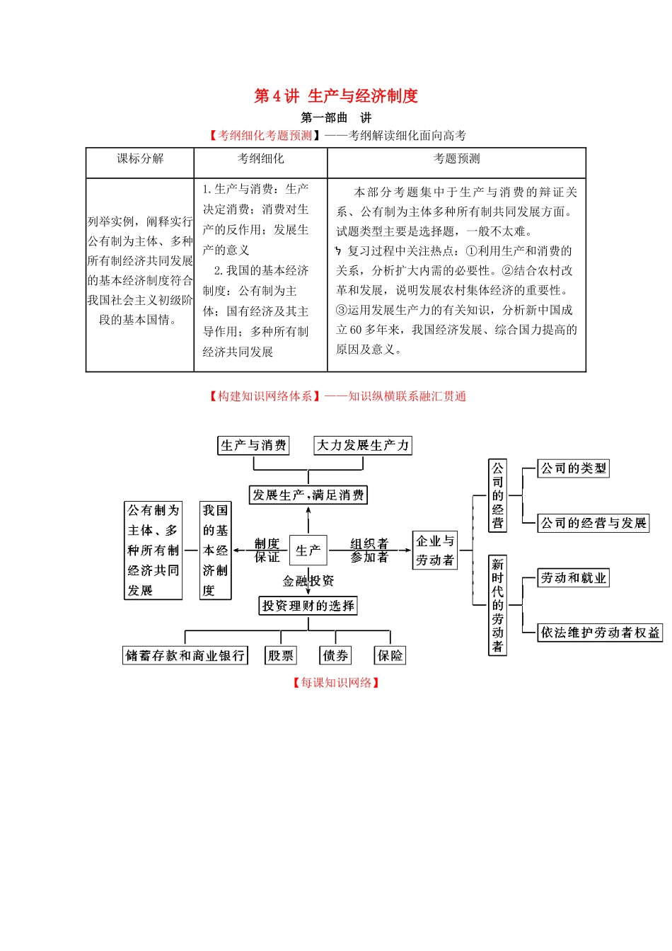 （讲练测）高考政治一轮复习 专题04 生产与经济制度（讲）（含解析）新人教版必修1-新人教版高三必修1政治教案_第1页