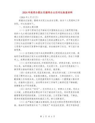 2024年政府办副主任接待办主任对照检查材料