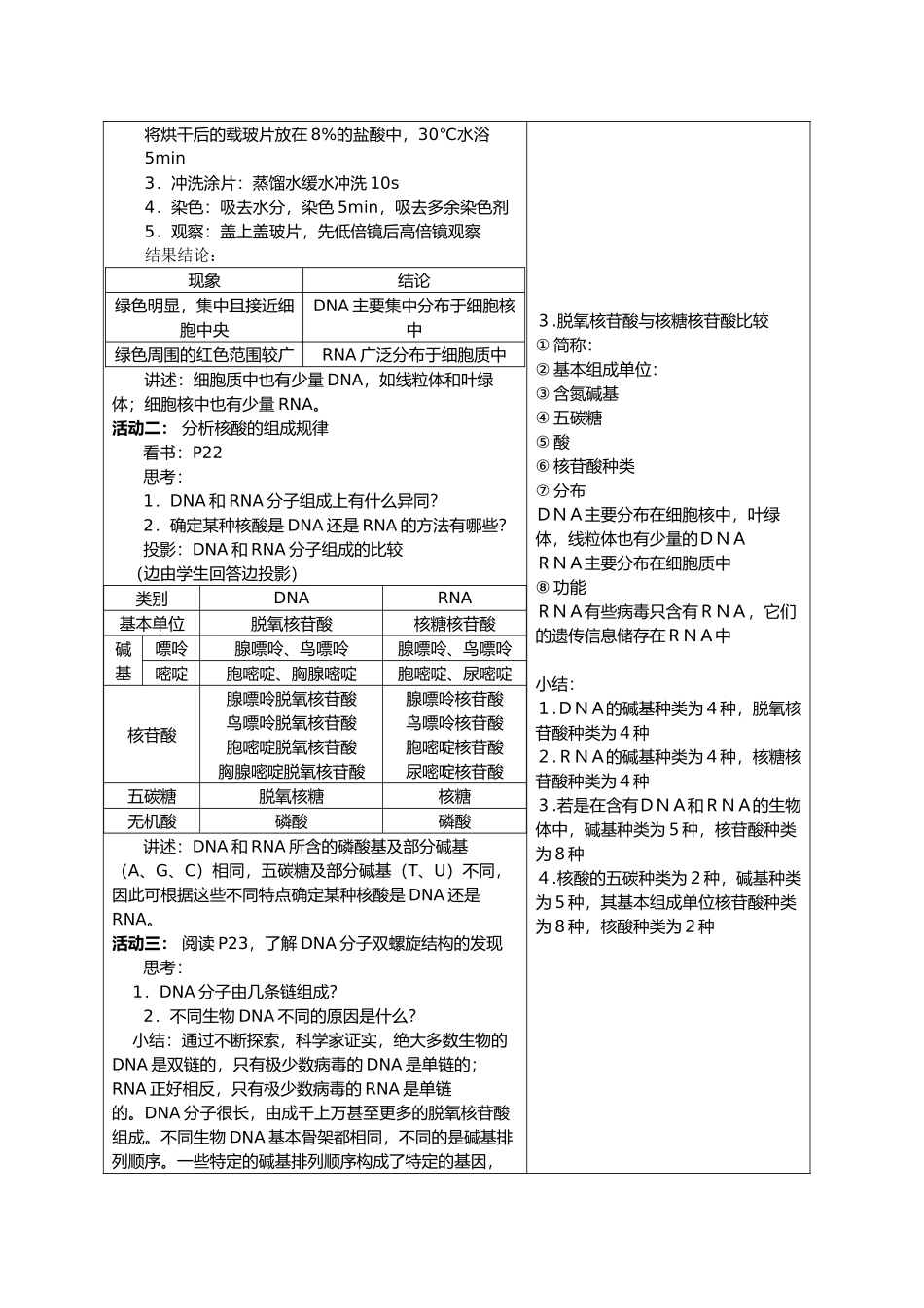 高中生物课题：细胞中的生物大分子（核酸）教案新人教版必修1_第2页