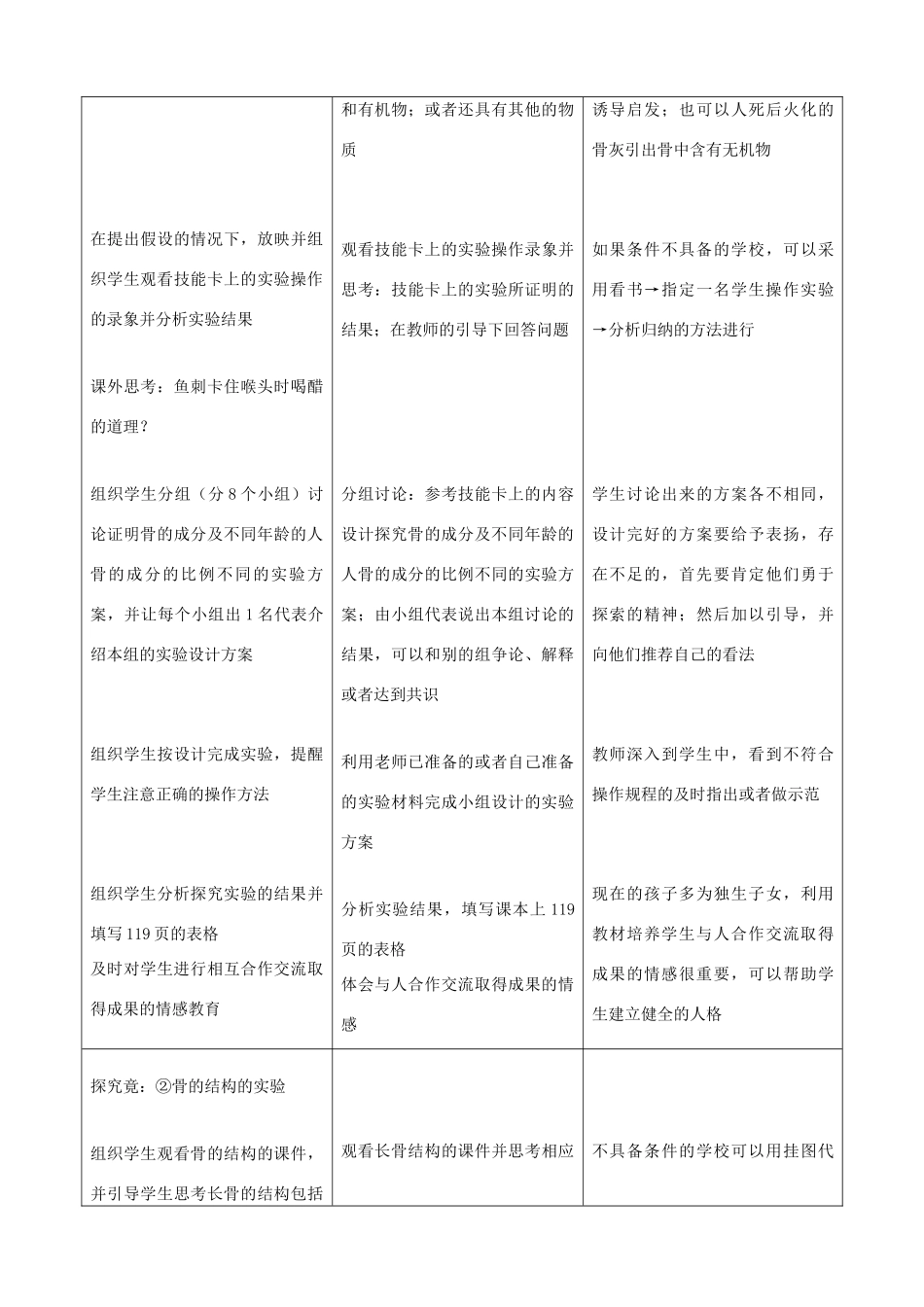 七年级生物下册 6.1《人体的运动》第一课时教学设计 冀教版_第3页