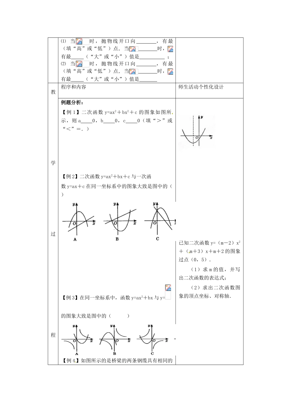 九年级数学下册 第六章 二次函数复习教案 苏科版-苏科版初中九年级下册数学教案_第2页
