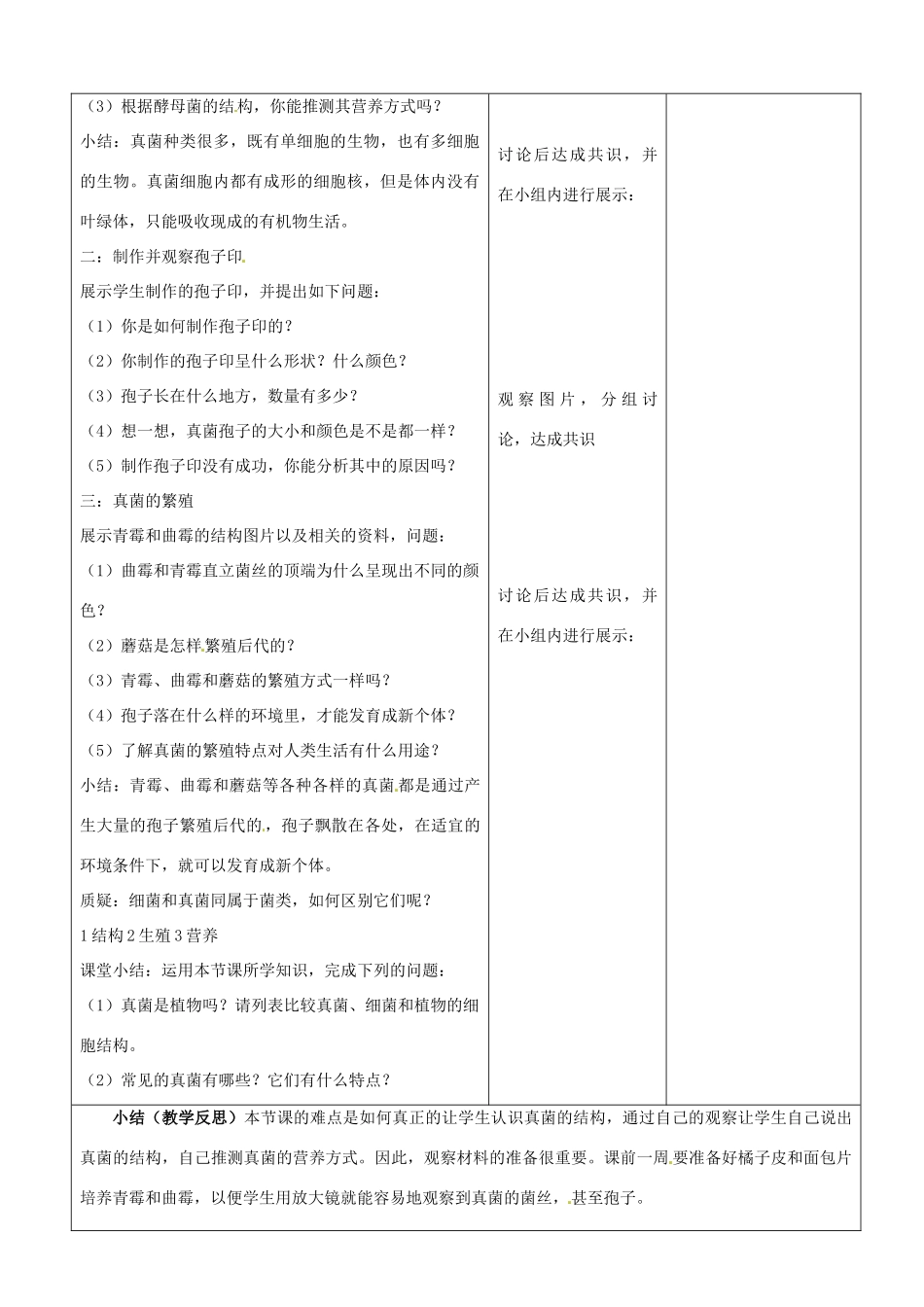 山东省郯城第三中学八年级生物上册 第二节 真菌教案 新人教版_第3页
