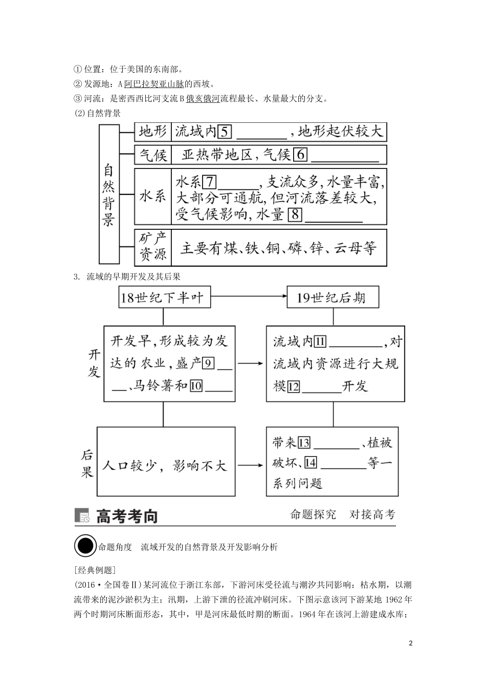 （锁定高考）高考地理一轮总复习 第十五章 区域自然资源综合开发利用 第2讲 流域的综合开发——以美国田纳西河流域为例讲义（含解析）新人教版-新人教版高三全册地理教案_第2页