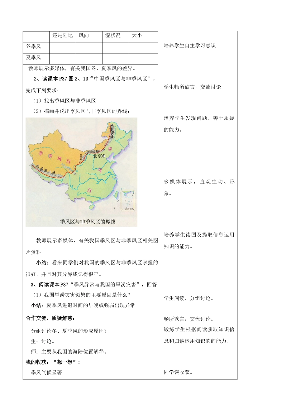 山东省枣庄市峄城区吴林街道中学八年级地理上册《2.4 气候的基本特征（第一课时）》教案 新人教版_第2页