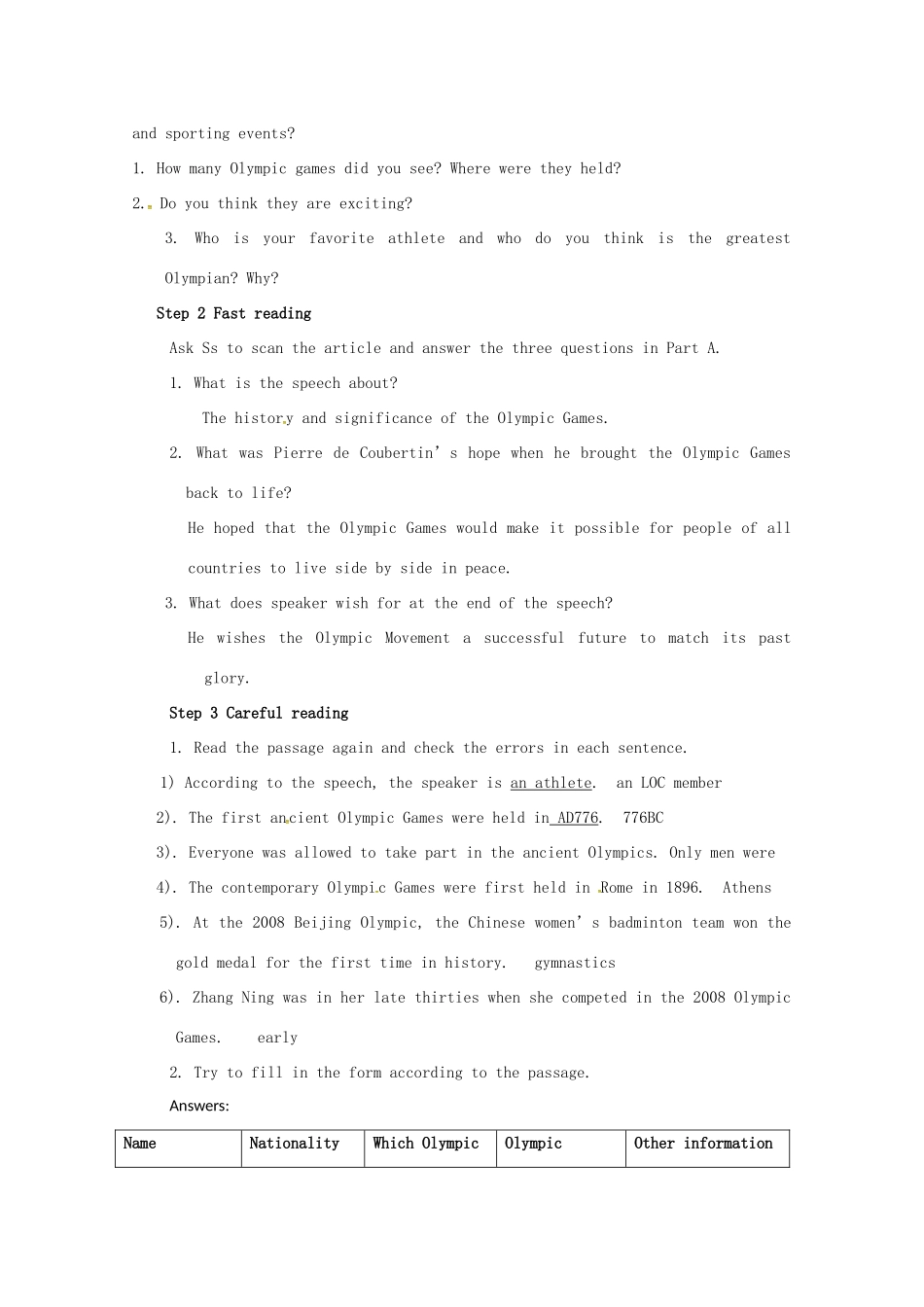 高中英语 Unit 2 Sporting events Reading教案 牛津译林版必修4-牛津版高一必修4英语教案_第2页